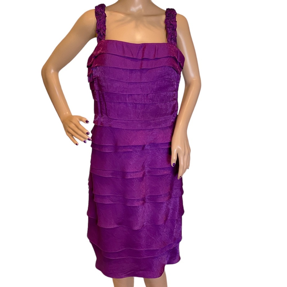 Signature by Sangria Shimmery Purple Shutter Cocktail Social Dress NWT Size 12